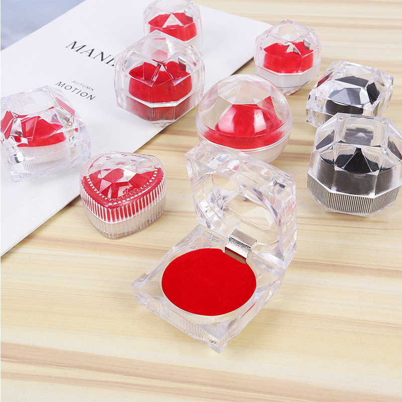 New Acrylic Crystal Transparent Octagonal Jewelry Box Necklace Ring Jewelry Box Factory Wholesale