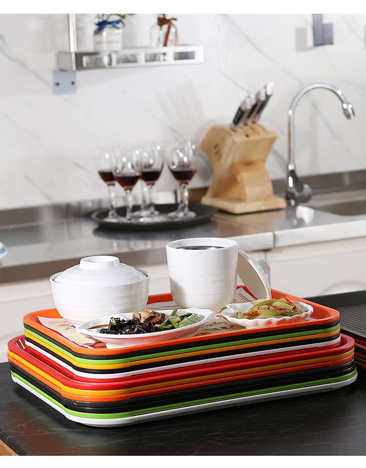 厂家塑料托盘长方形商用餐饮上菜端菜盘防滑肯德基汉堡快餐大拖盘