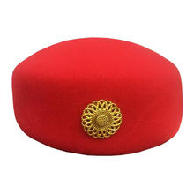 空姐帽女士军鼓帽乐队红贝雷帽表演帽仪仗队演出毛呢表演帽子贝雷