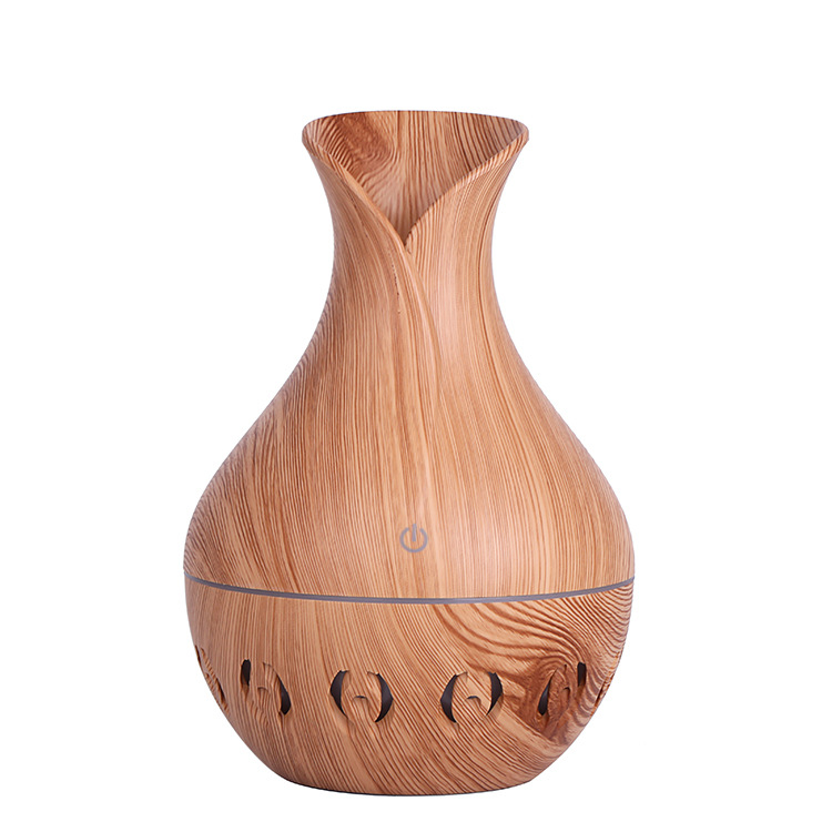 Wood Grain Humidifier Wood Grain Aromatherapy Diffuser Hollow out Creative New Essential Oil Purification Desktop and Car-Mounted Colored Lamp Perfume