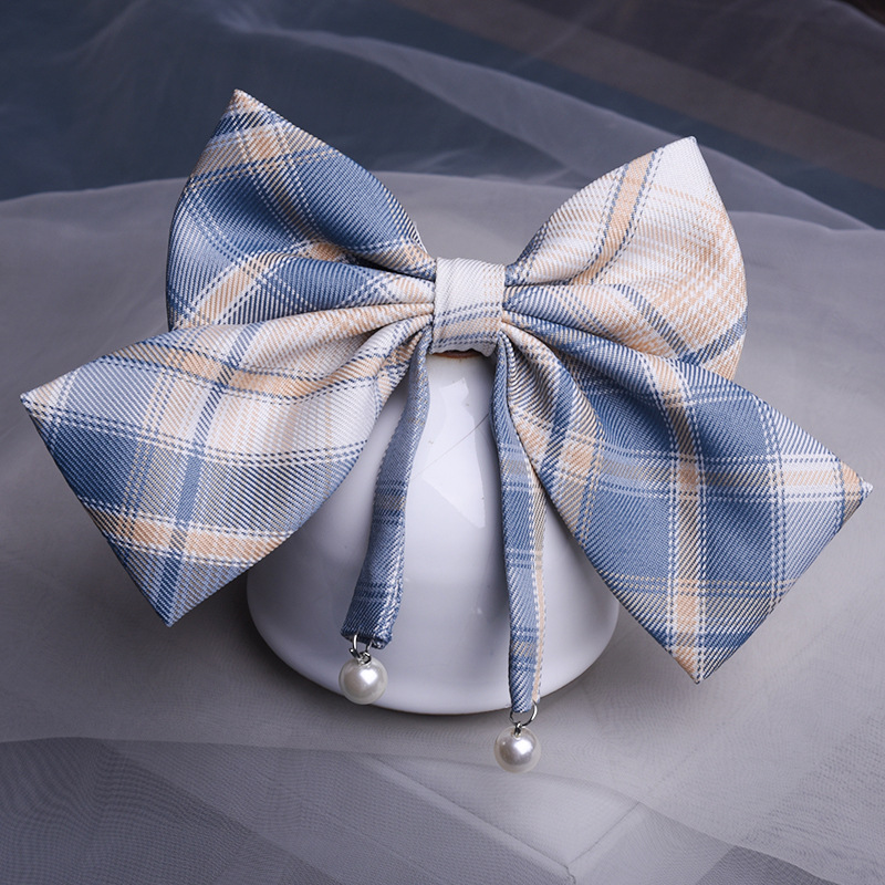 一件代发jk头饰大蝴蝶结发夹宋制发饰汉服配饰学院风百搭多色格子