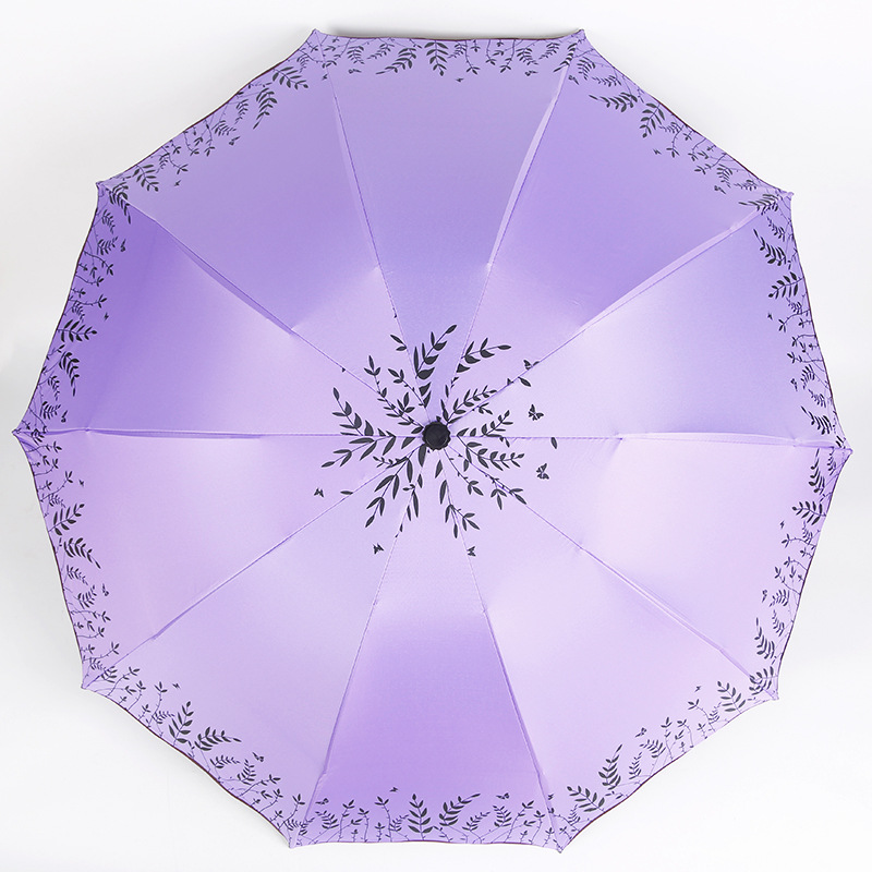 Umbrella Men's and Women's Folding Rain Or Shine Dual-Use Umbrella Vinyl Double Sun Umbrella UV Protection Sunshade Wholesale