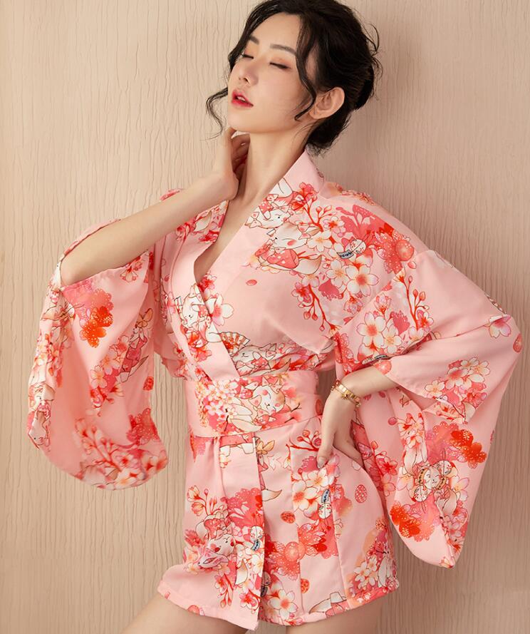情趣内衣女碎花和服雪纺日式印花和服套装衣浴袍淘宝一件代发