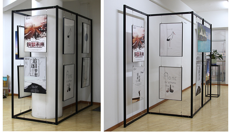 八棱柱书画画展展示架摄影展校园艺术作品展背景展架画廊屏风隔断