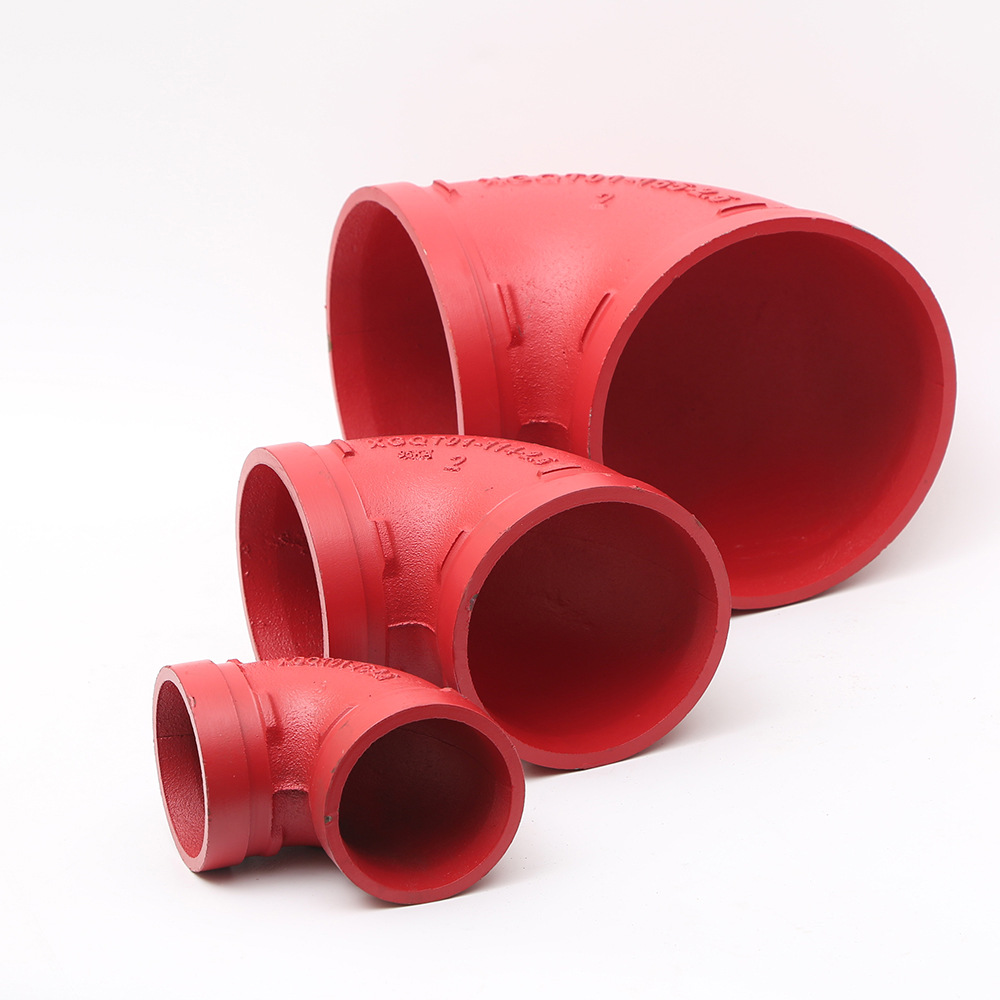 现货供应沟槽管件沟槽弯头90452251125消防衬塑管件