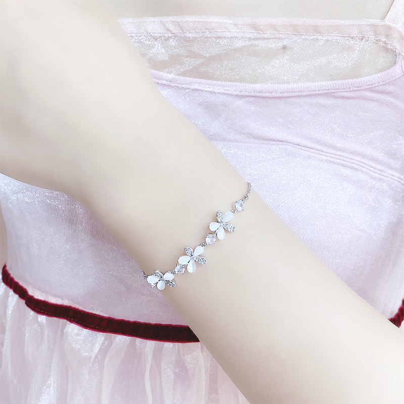 Gold Plating Opal Petal Bracelet Female Online Influencer Bracelet Student Girlfriends Korean Style Personality Ornament