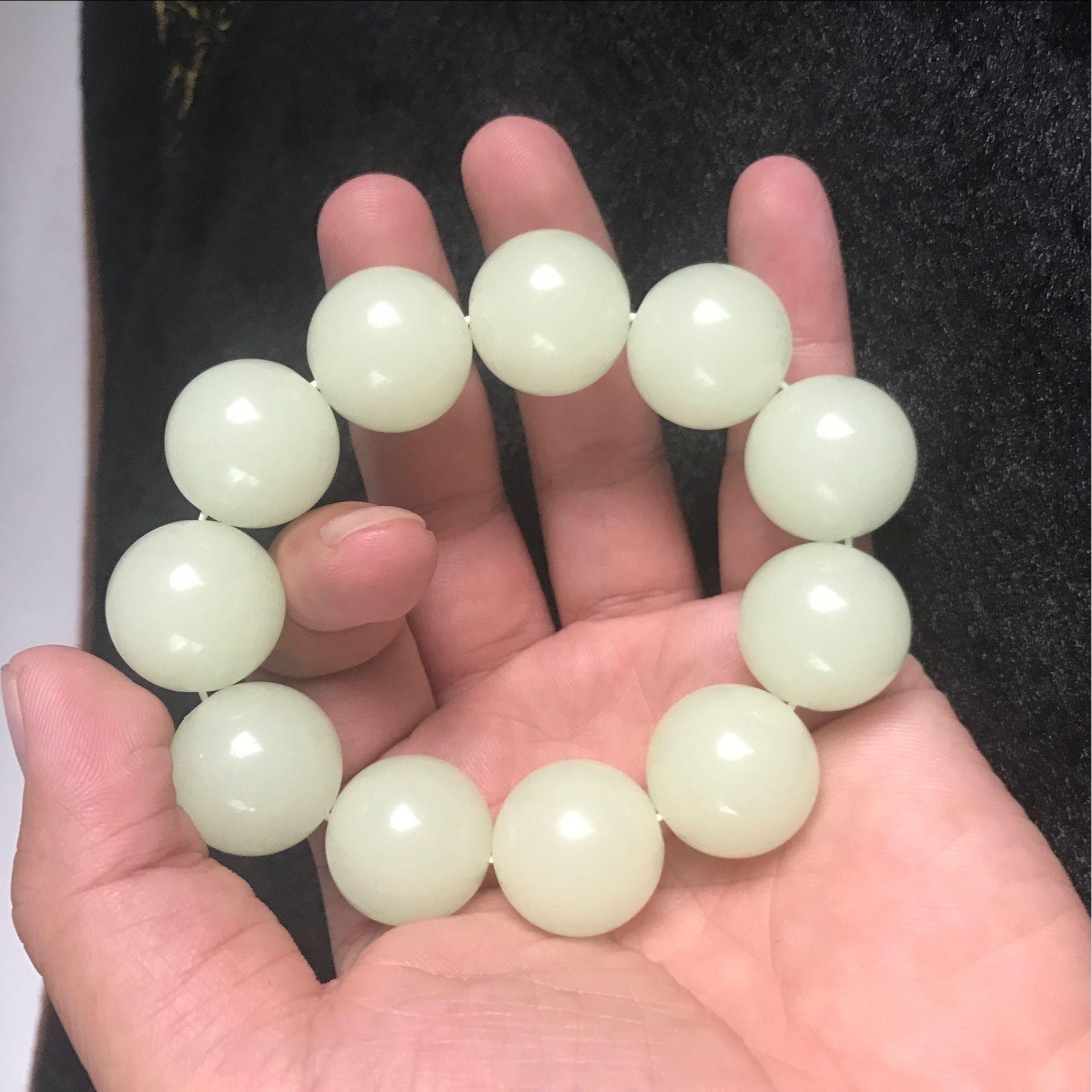 真品萤石夜明珠手链夜光石原石 单圈发光手串情侣男女款礼物