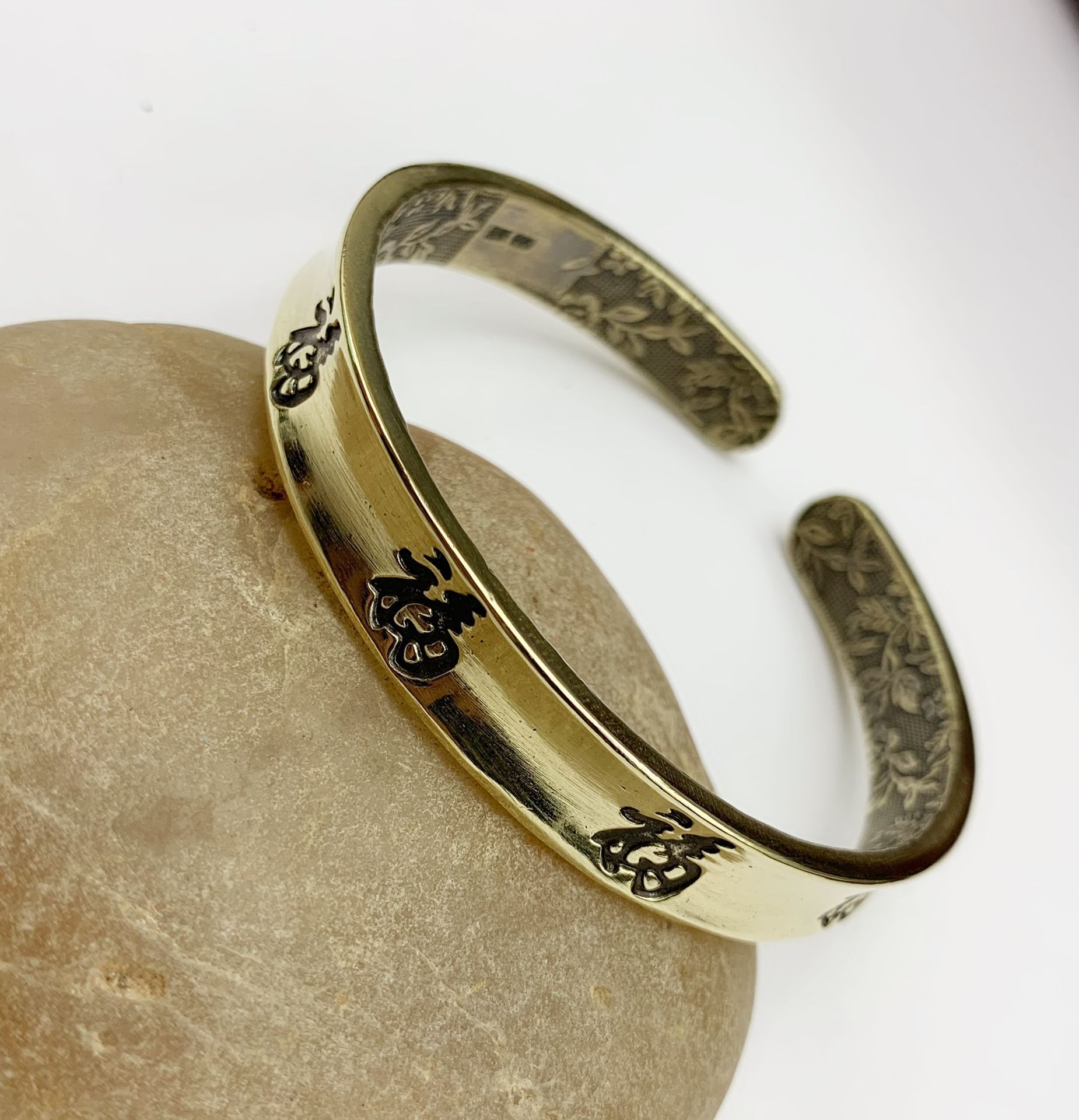 福字黄铜手镯洋气复古开口镯女民间工艺品批发中老年百福手镯礼品