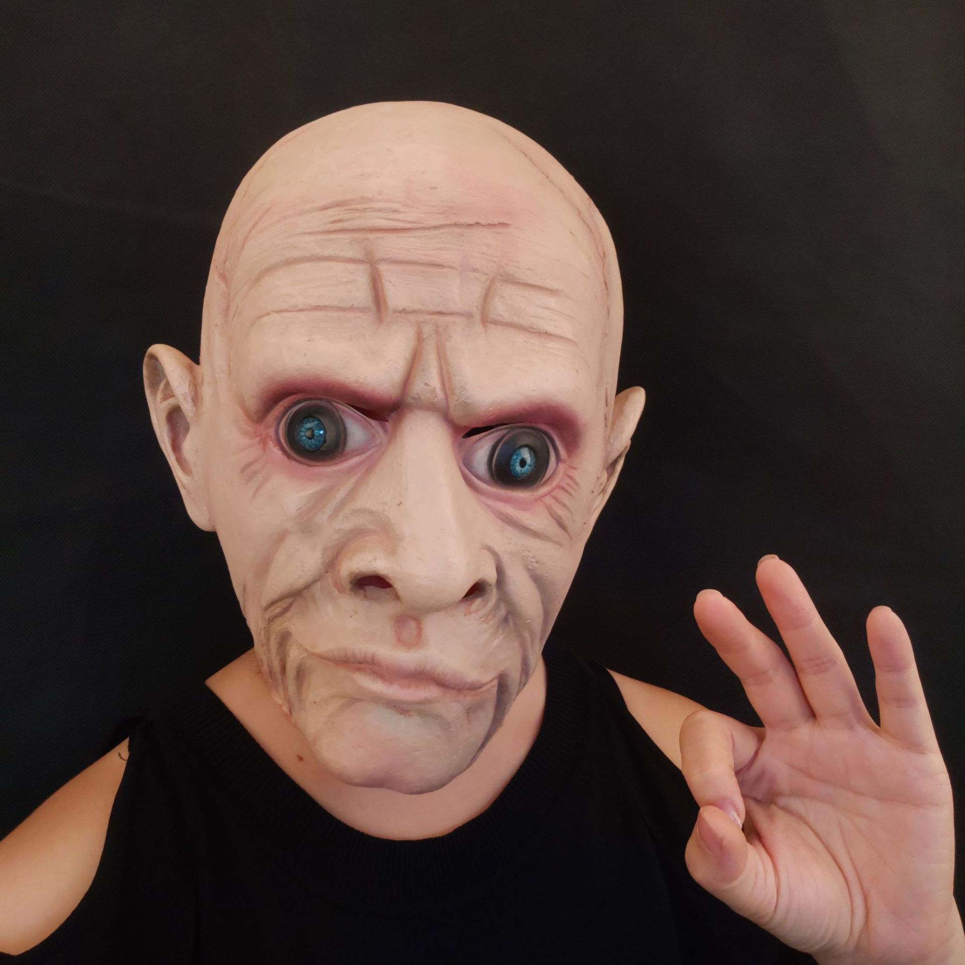 厂家生产批发 狂欢万圣节大眼外星人面具 高档影视ufo化妆鬼头套