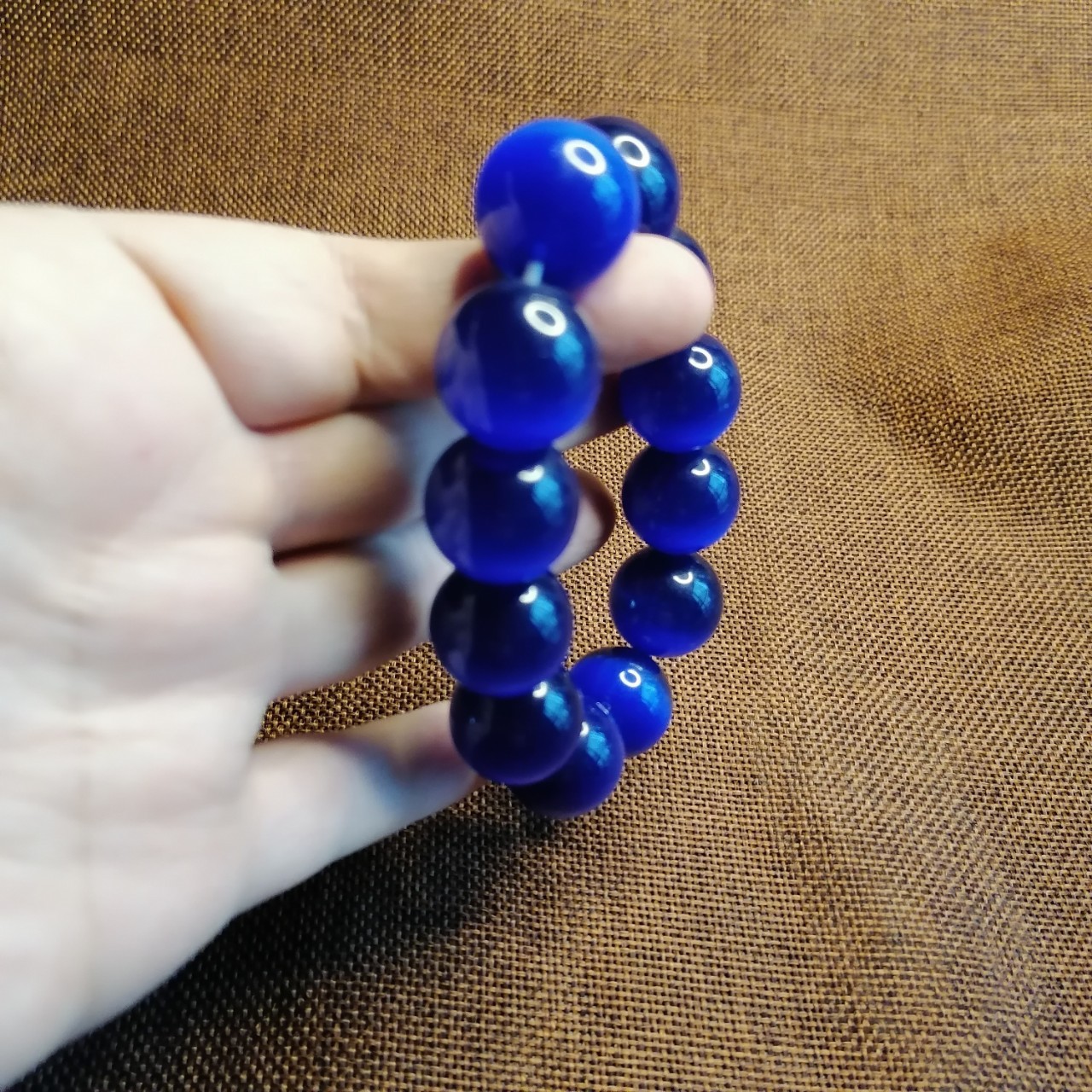 新款蓝色猫眼石虎眼石手串 宝石蓝男士手串手链2.0cm批发