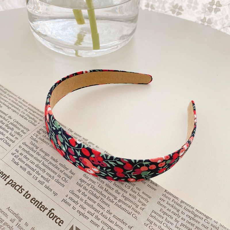 Korean Style Vintage Floral Plaid Minimalist Style Headband Versatile Headband out Hairpin Hair Band Super Mori Headwear for Women