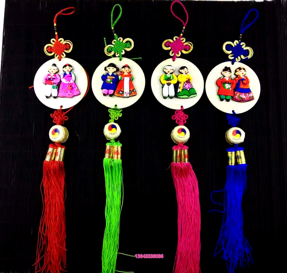 韩国情侣人偶朝鲜族娃娃木框装饰品挂件圆鼓圆鼓流苏挂饰礼品
