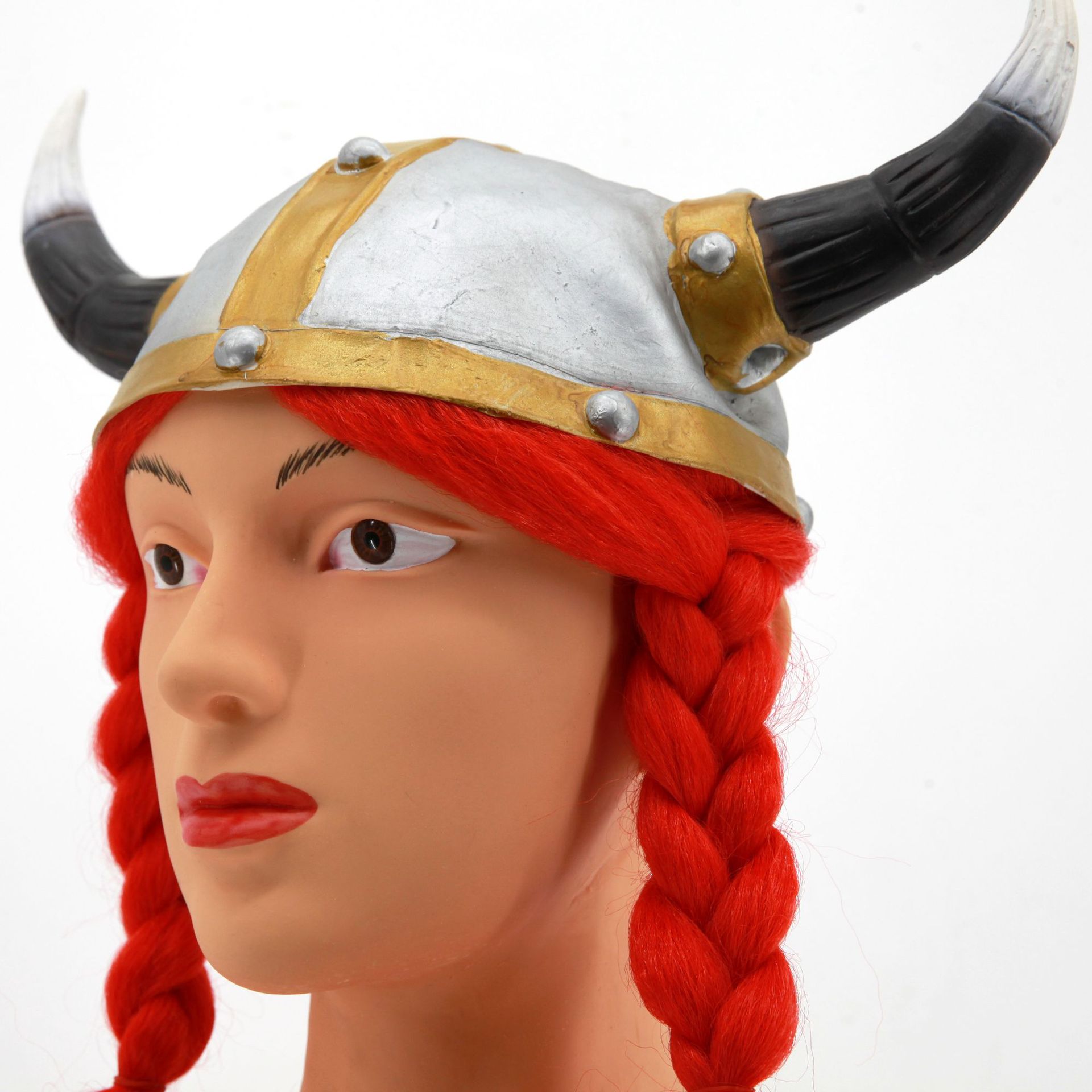 万圣节红发牛头牛角面具cosplay圣诞装饰道具乳胶头套面具假发