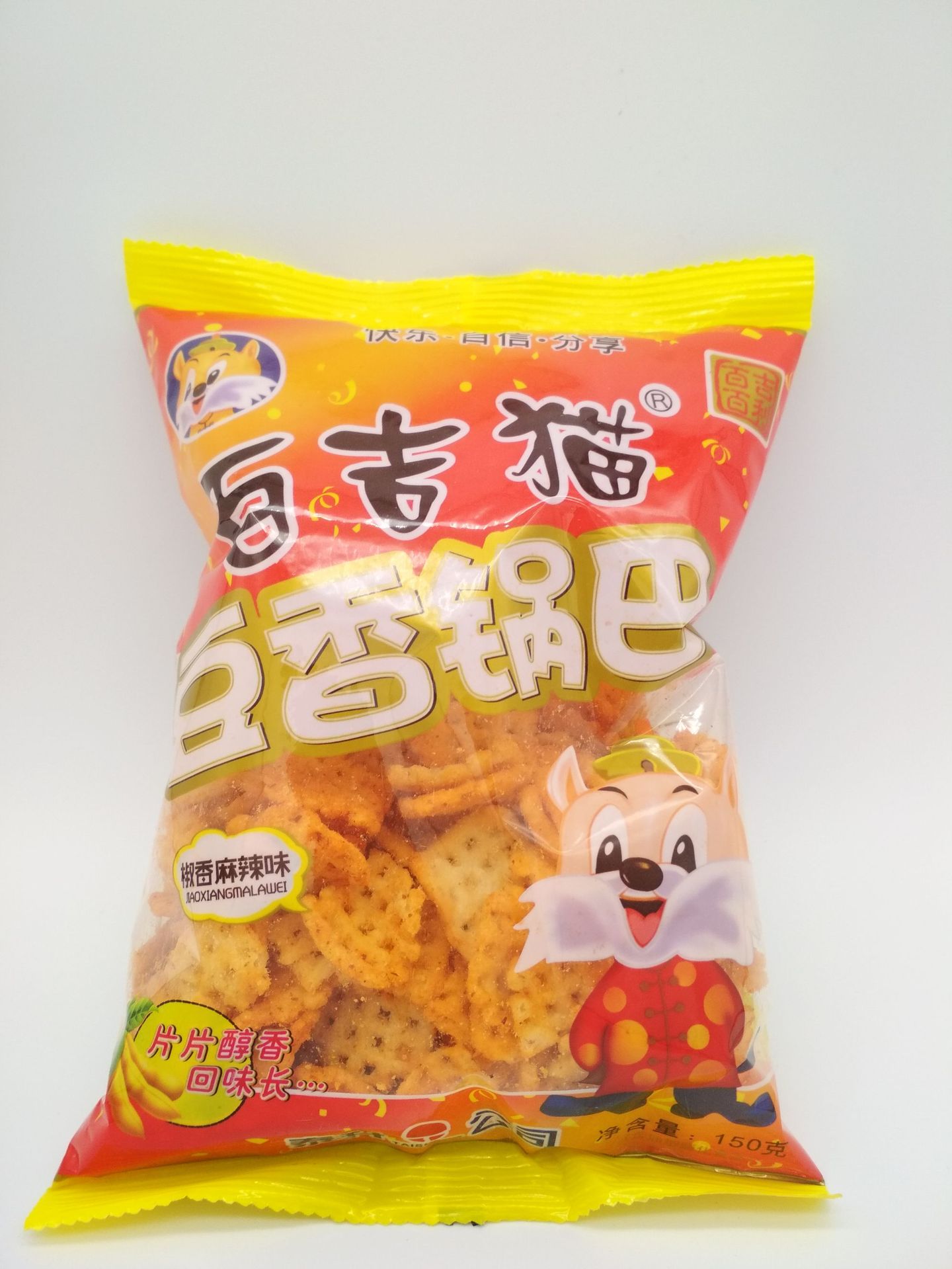 150g百吉猫豆香锅巴批发 椒香麻辣味 办公学习休闲食品 1件*40包