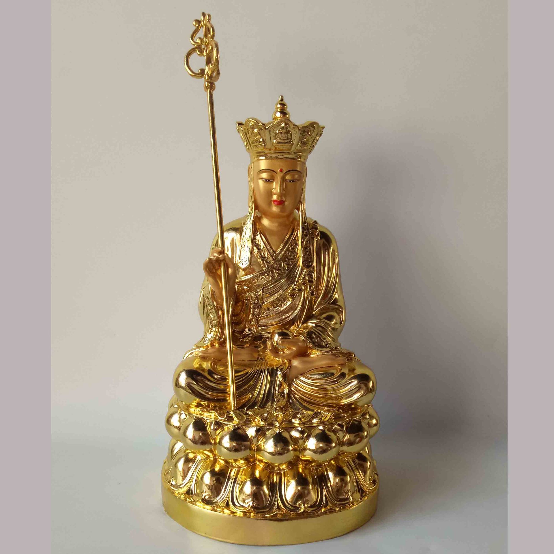 厂家直供60公分纯铜骑狮地藏王菩萨坐像 居家小型铜佛像桌摆件