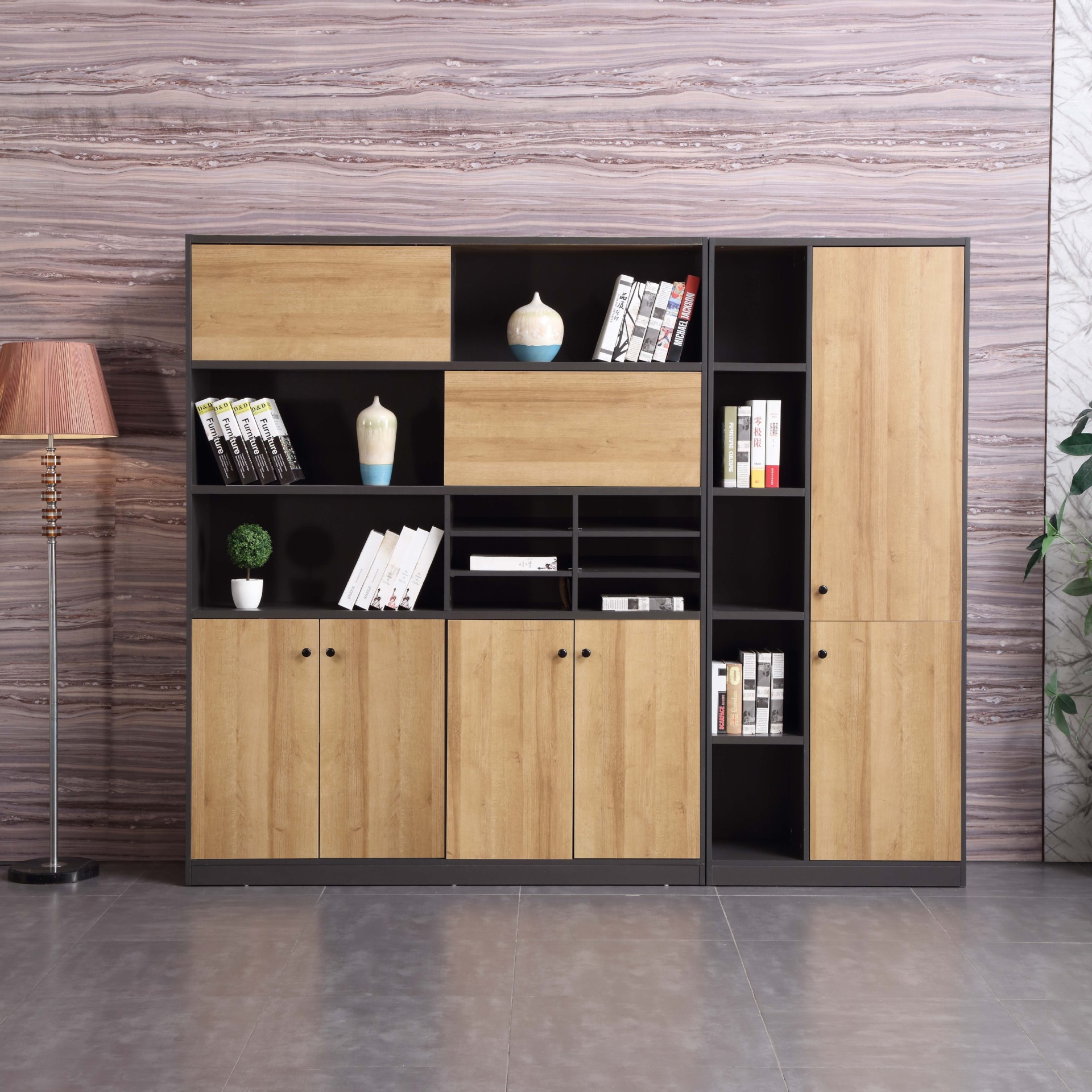 办公家具厂简约书柜办公室文件柜档案资料柜子老板桌办公室背景柜