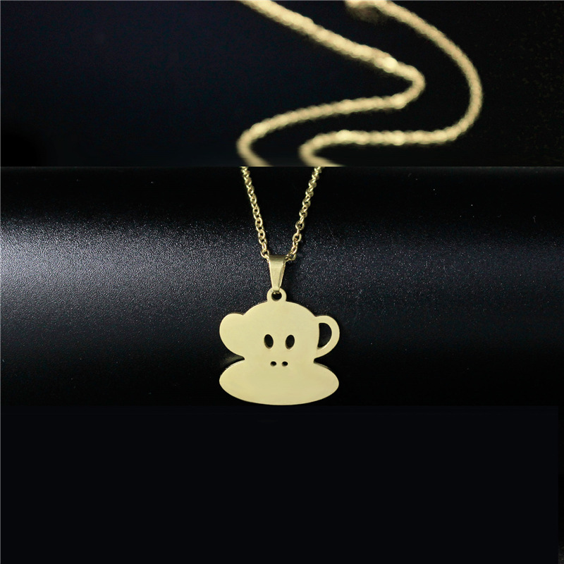 Foreign Trade Titanium Steel Monkey Pendant Glossy Stainless Steel Cutting Ornament Accessories DIY Animal Monkey Monkey Necklace