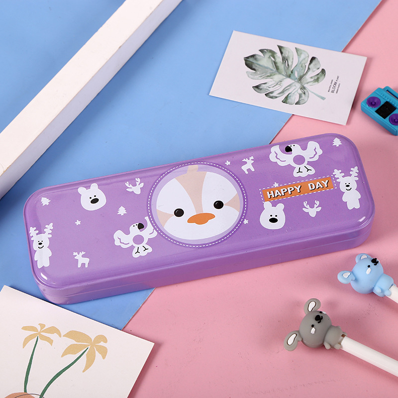 卡通马口铁笔盒儿童动漫卡通文具盒迷你韩式铅笔盒复古双层笔盒