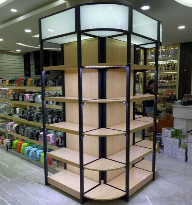 钢木货架超市包柱围柱架母婴零食酒品饮料展示架包柱货柜货架定制