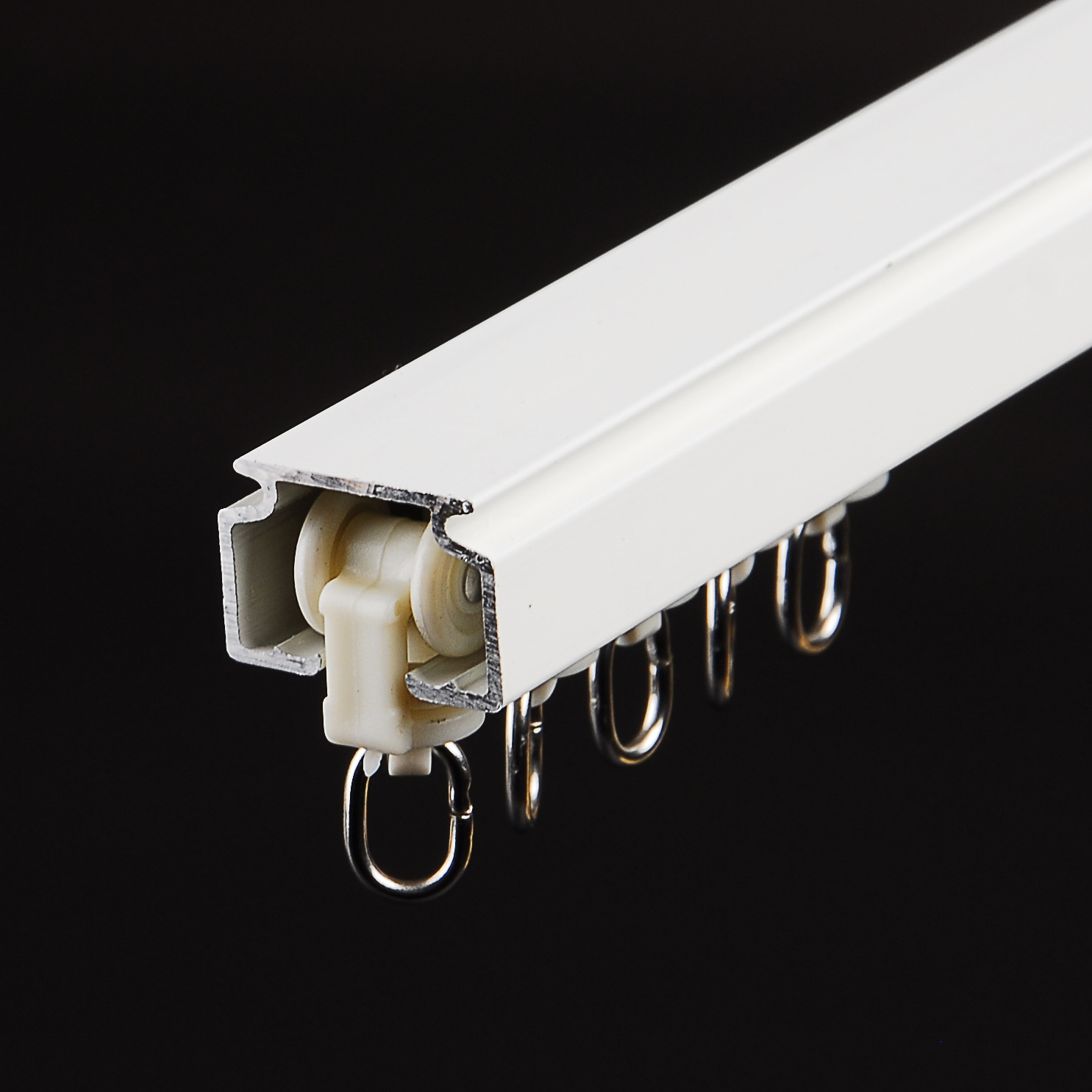 加厚窗帘轨道铝合金窗帘杆直轨顶装静音导轨侧装单双滑轨批发