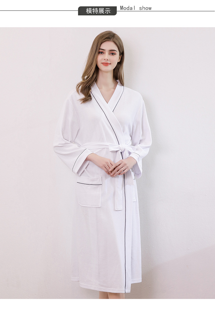 春夏情侣华夫格浴袍棉质浴衣加肥加大欧美吸水酒店睡袍