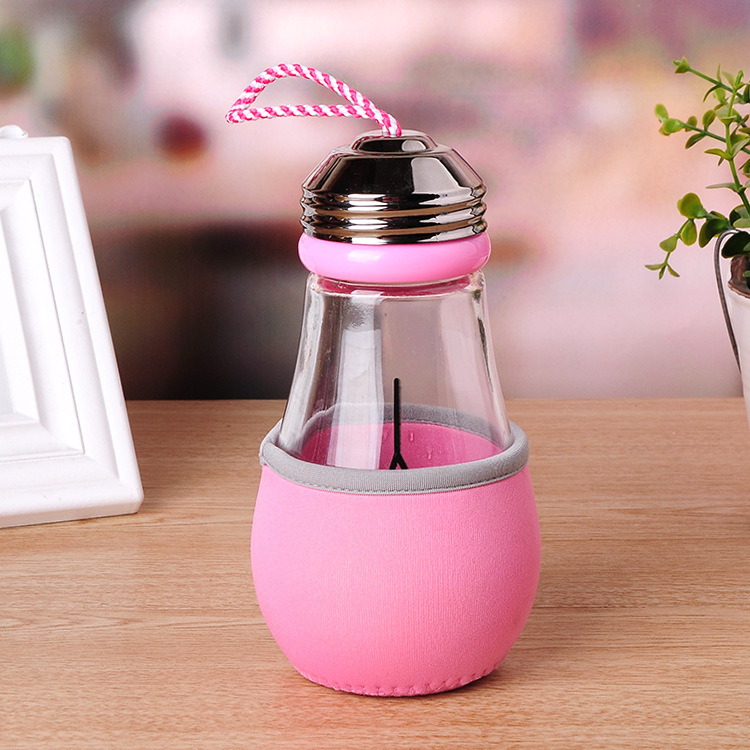 新款灯泡杯无铅透明玻璃水杯创意广告杯子情侣款手提水杯定制logo