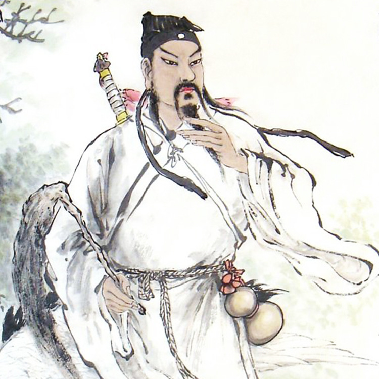 吕洞宾画像道教纯阳祖师挂画吕祖全真派神像画八仙过海丝绸卷轴画