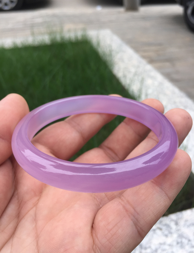 厂家直销正品粉紫色玉髓芙蓉玉手镯水晶玛瑙女款饰品玉石手镯