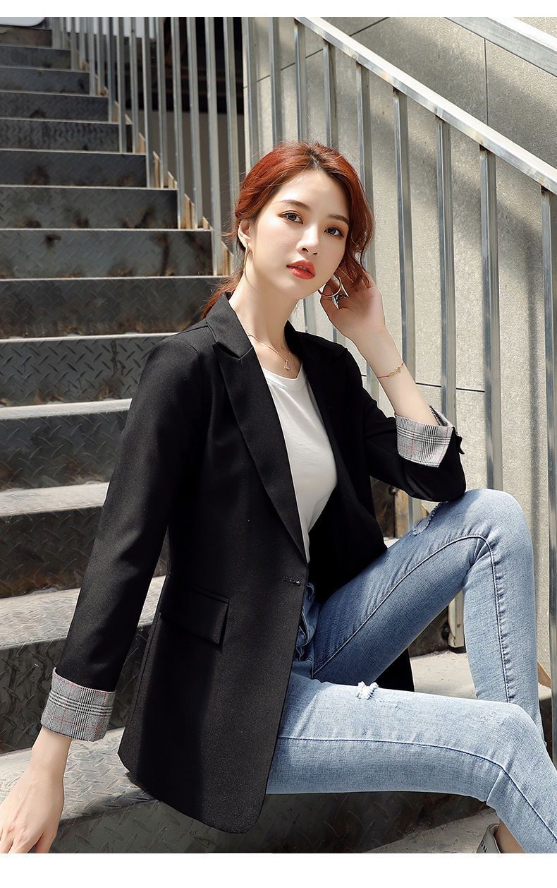 黑色小西装外套女上衣2020春秋季新款网红休闲西服英伦风韩版