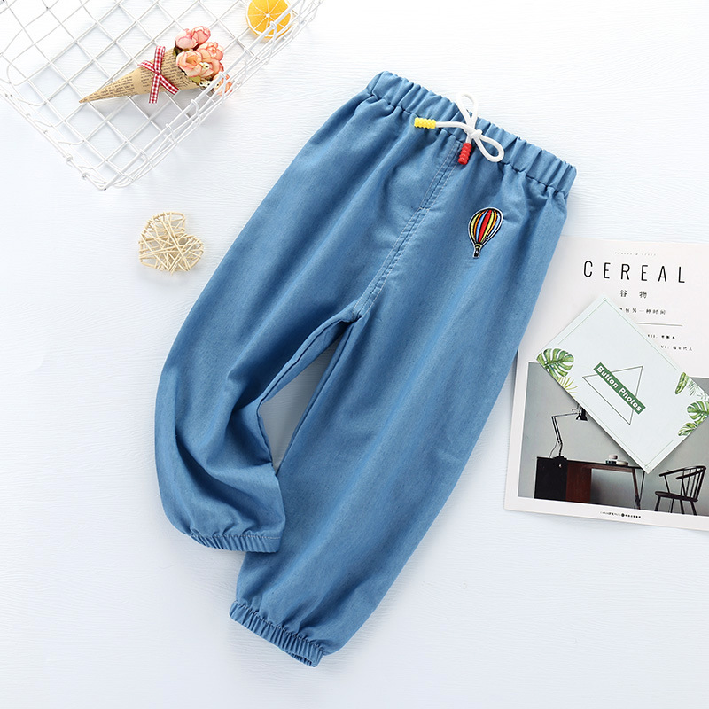 Children's Lightweight Breathable Denim Anti Mosquito Pants New Korean Style Summer Boys and Girls Pants Children Toddler Pants Cotton Fashion