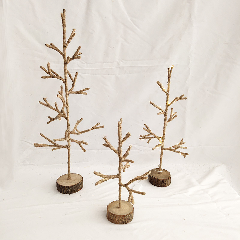 跨境圣诞树圣诞节装饰品麻绳铁架树摄影小道具简约家具摆件工艺品