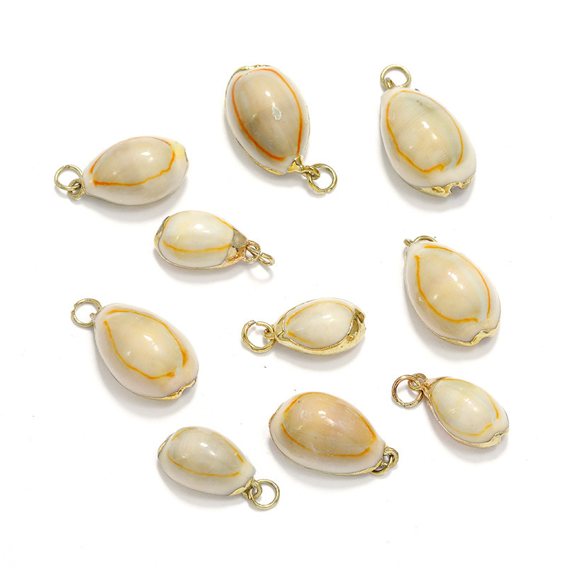 Yibei Electroplating Golden Edge Single Ring Primary Color Shell Gold-Plated Edge Small Shell Ornament Accessories Pendant