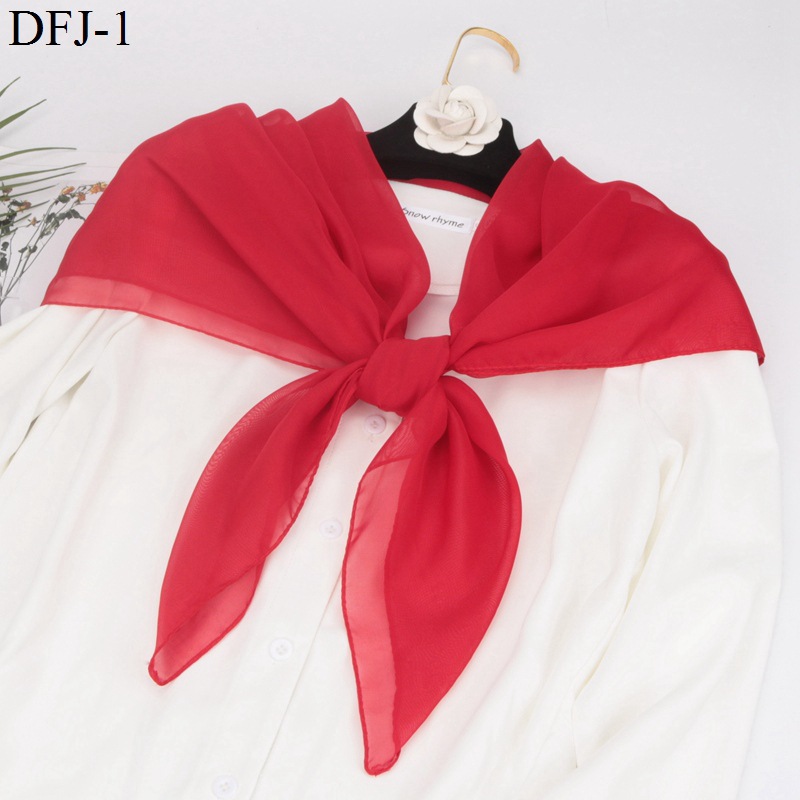 Solid Color Chiffon Large Kerchief 90 * 90cm All-Match Scarf Scarf Plain Square Scarf Sailor Dance Silk Scarf