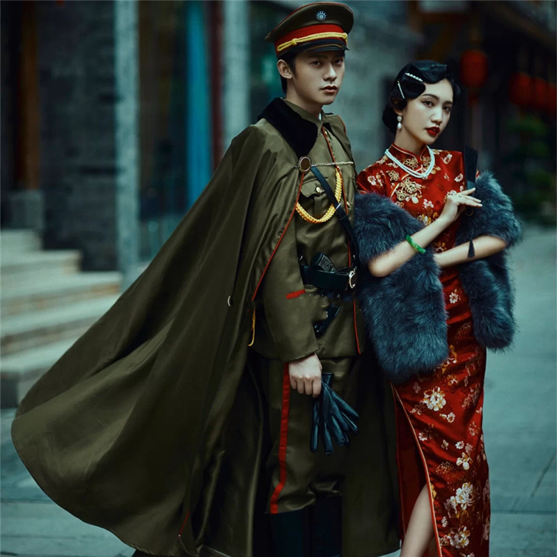 影楼民国拍照情侣剧本杀军装大帅军阀阔太旗袍街拍摄影写真演出服