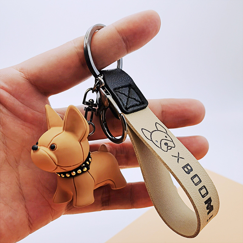 Internet Celebrity Ins Jarre Aero Bull Puppy Key Chain Wholesale Creative Cartoon Bulldog Car Key Chain Ring Cute Female Pendant