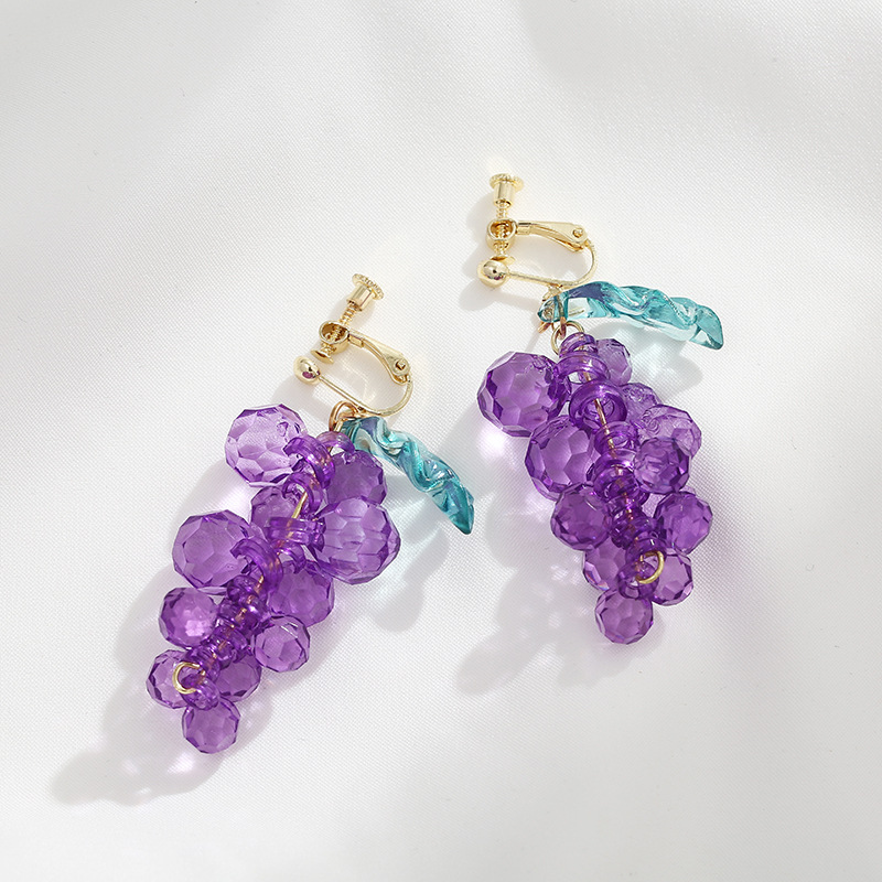 925银针紫色葡萄耳坠2022年新款潮长款气质耳饰耳环夏天百搭c377