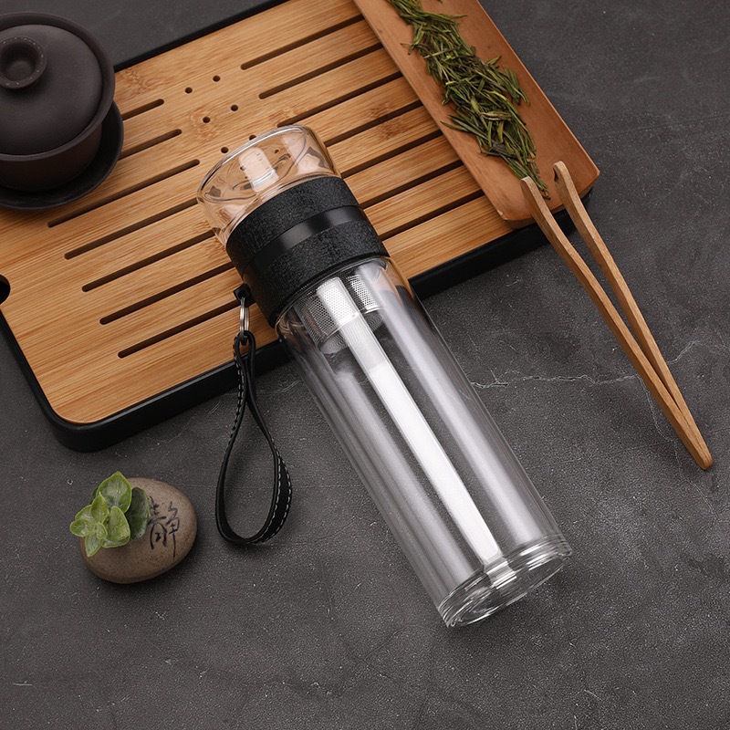 Tea Cup Tea Water Separation Double Layer Tea Glass Bottle Creative Fashion Tea Maker Water Cup Hang Rope Gift Customization