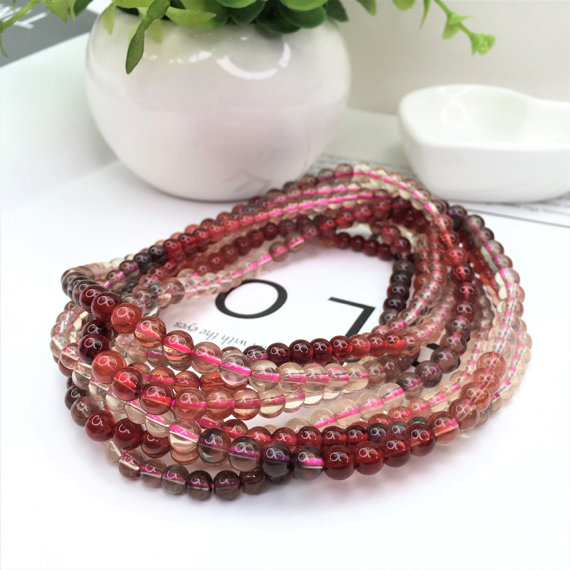 跨境货源天然水晶多圈彩色长石手链安德森长石水晶手链厂家直供