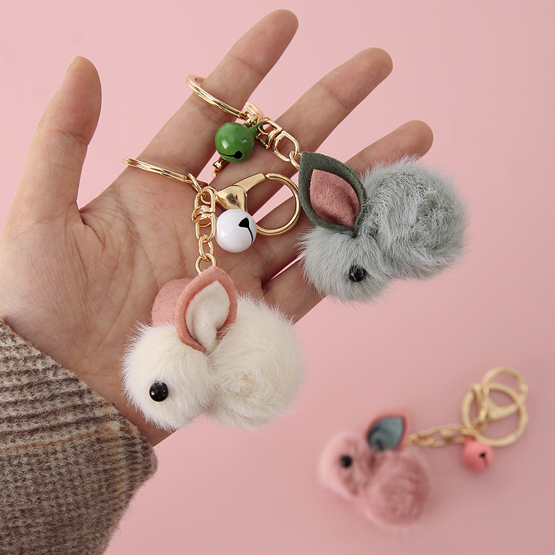 Cute Cartoon Keychain Teddy Car Pendant Wool Felt Jewelry Key Chain Rabbit Small Pendant Creative Gift