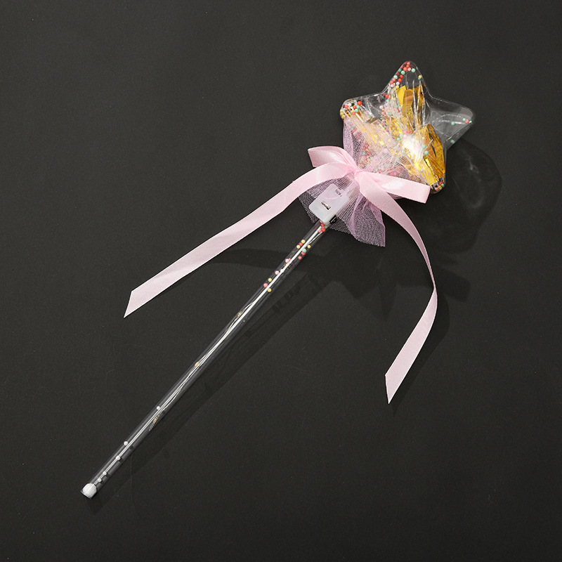 广场热卖发光玩具闪光圆形心形星空球闪光棒带蝴蝶结地摊魔法棒