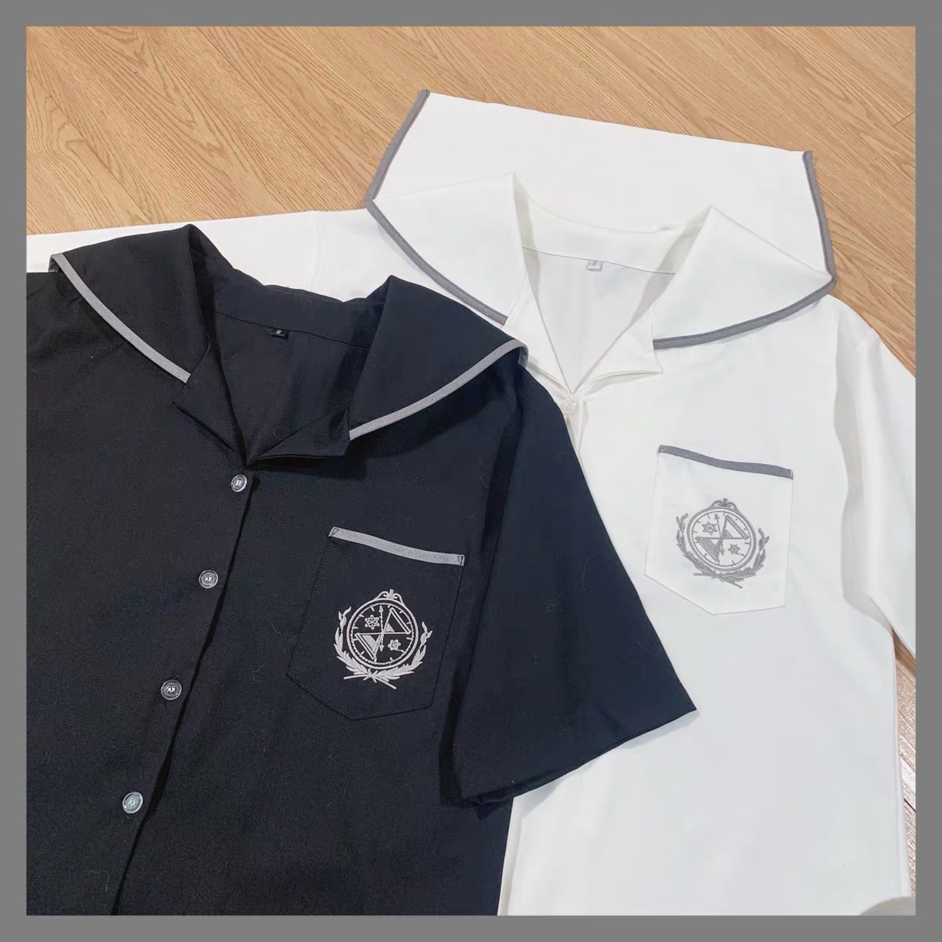 jk制服学生衬衫圆领尖领札 幌襟关东襟水手服衬衫现货批发