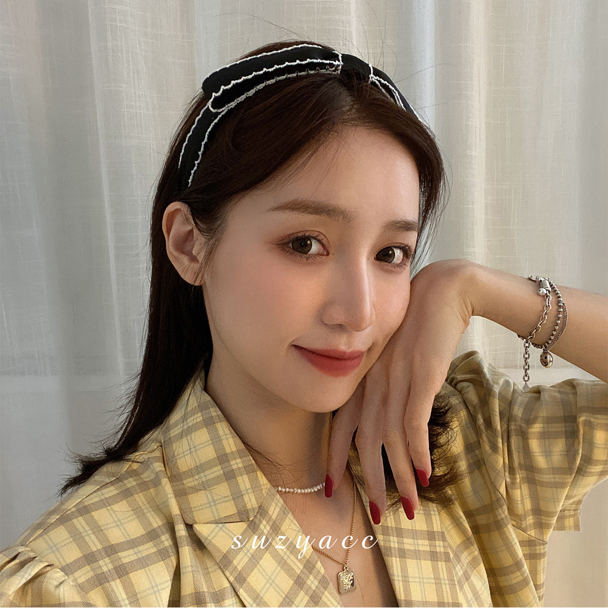 韩国jennie明星同款蝴蝶结发捆发箍女百搭外出复古法式网红头箍