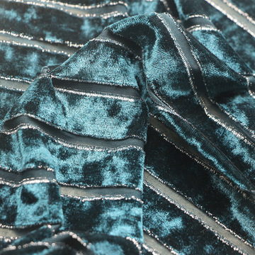 金钻绒针织纬编抽条仿烂花条银丝韩国绒弹力钻石绒不倒绒金钻绒布