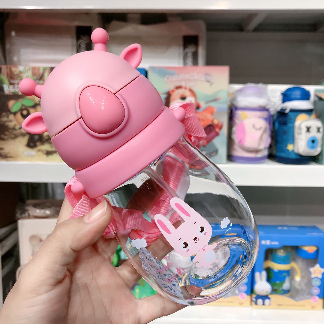 春季新款小萌鹿宝宝吸管杯tritan带手柄婴幼儿吸水杯