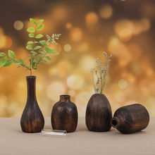 源头厂货烧桐木桌面花瓶台面餐桌花插摆件简约中式实木花瓶