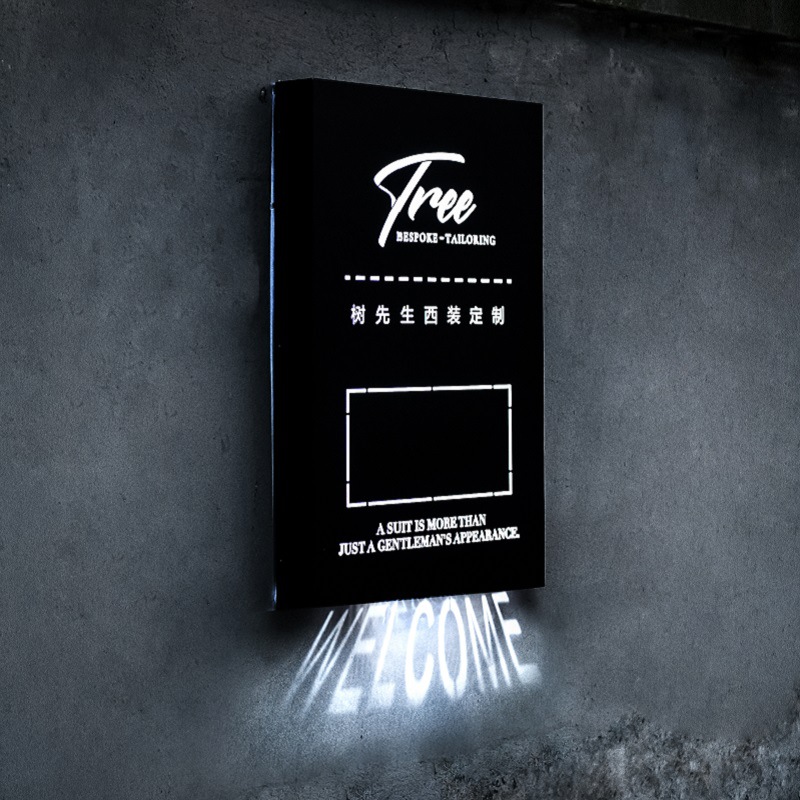 创意镂空投影灯箱广告牌门头招牌/led发光不锈钢字户外展示牌定做