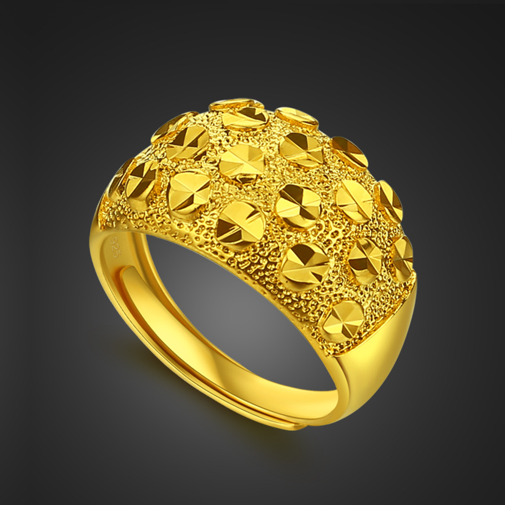 时尚镀黄金夸张食指戒指 女款满天星戒指 镀24k真金戒指工厂批发