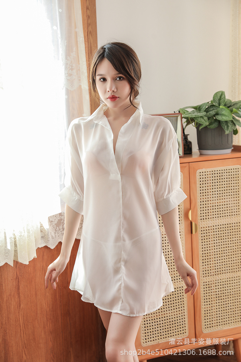 芊姿蔓情趣内衣性感雪纺薄纱透明短裙套装诱惑家居睡睡衣透视睡裙