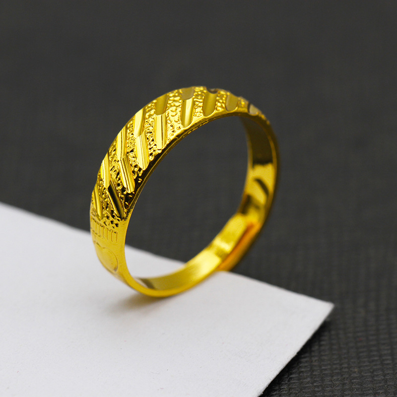 带钢印18k金戒指仿黄金开口流星雨戒指男女网店实用小赠品批发
