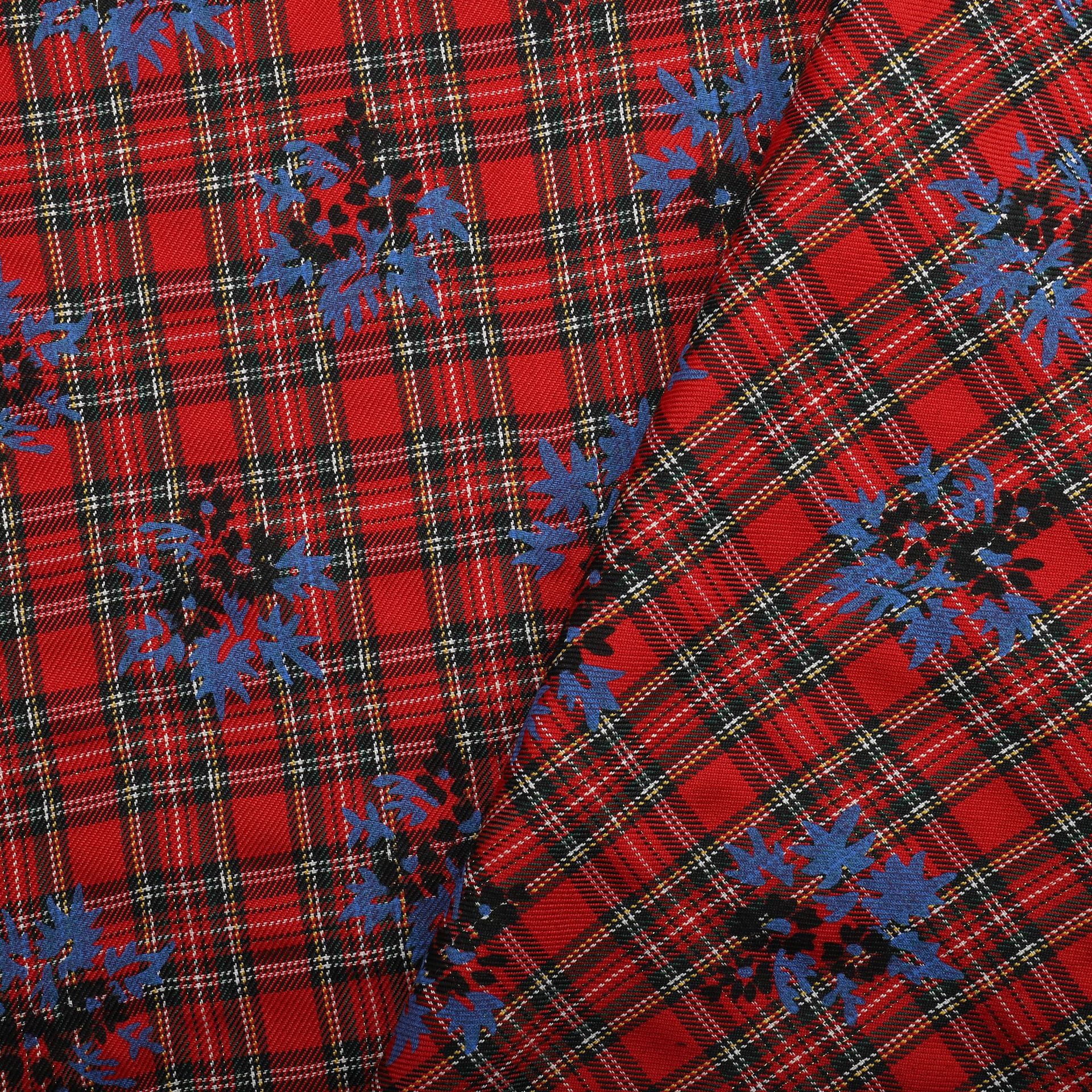 全涤色织斜纹金丝苏格兰格印花布箱包时装工艺品玩具装饰布料现货